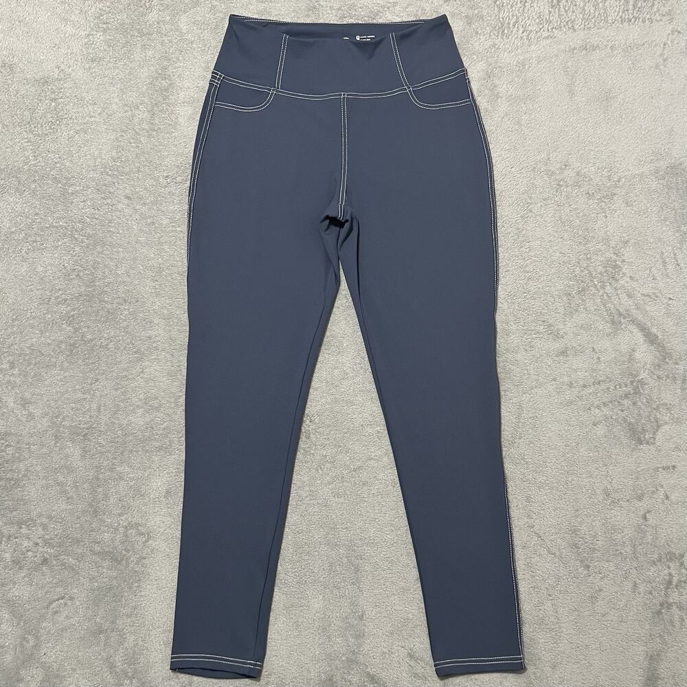 Vooveeya Pants Womens L Blue Tight Compression High Rise Yoga Leggings